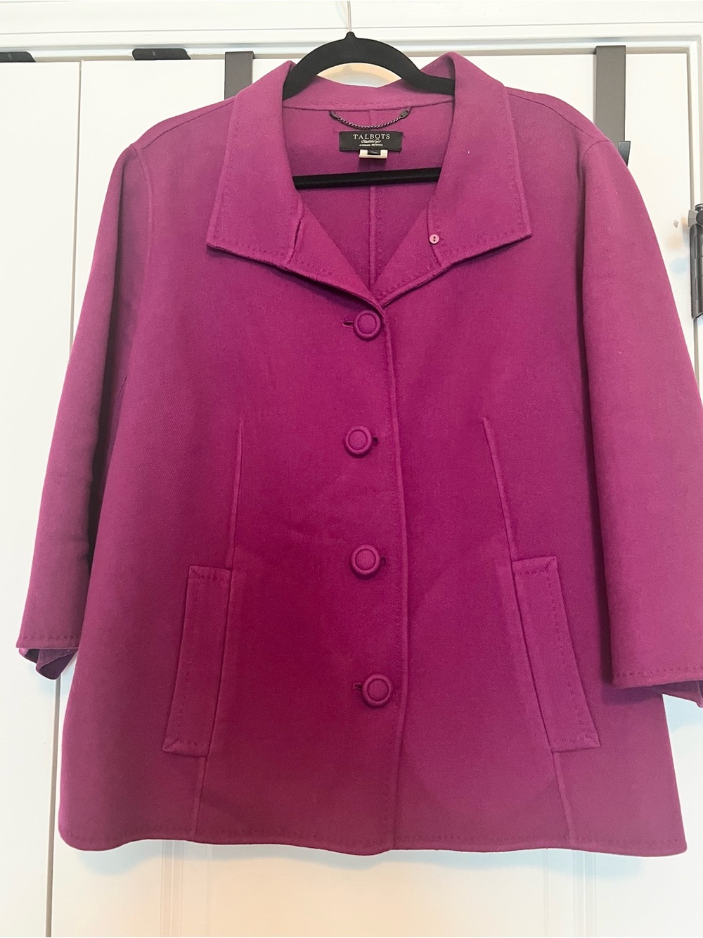 Talbots Woman Petites 100% Wool Magenta Berry Coat Jacket 18W
